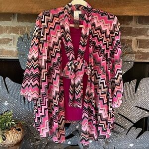 2 Piece Set Lavender & Honey 1X Sheer Chevron Jacket & Multiples Tank Size 0X